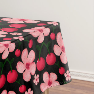 Cherry Blossom Floral Pattern, Pink Flowers Tablecloth