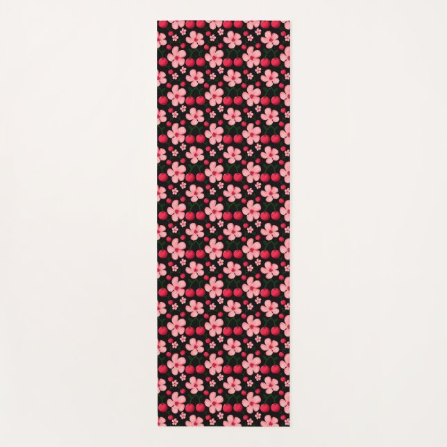 Cherry Blossom Floral Pattern, Pink Flowers  Yoga Mat (Front)