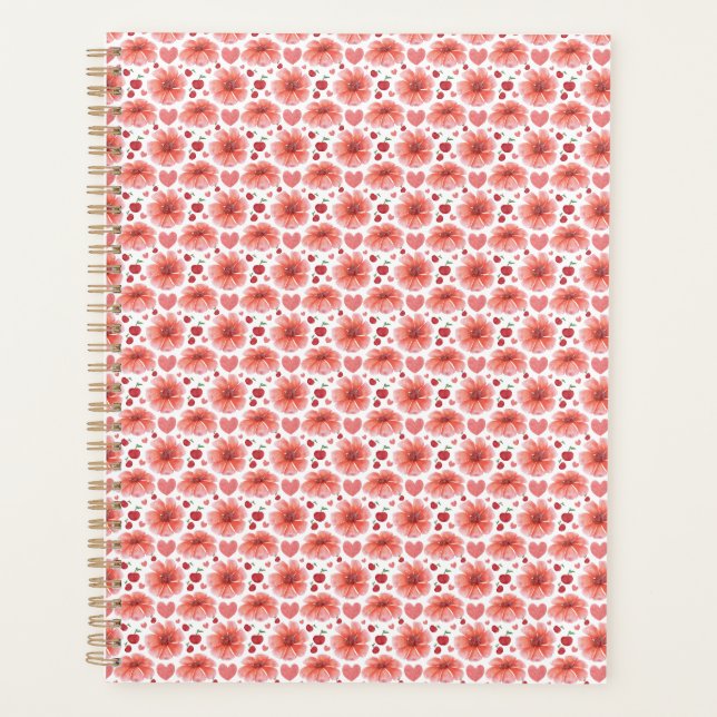 Cherry Blossom Floral Pattern with hearts Planner (Front)