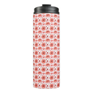 Cherry Blossom Floral Pattern with hearts Thermal Tumbler