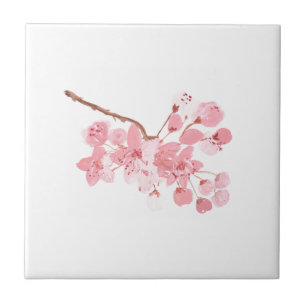 Cherry blossom Floral Pink Rustic Chic Pretty Tile