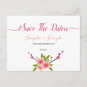 Cherry Blossom  floral Save the Date Postcard