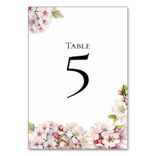 Cherry Blossom floral Table Number Card