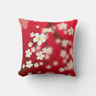 cherry blossom floral throw pillow