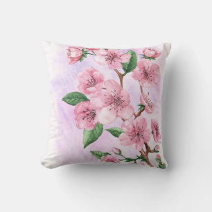 cherry blossom  floral throw pillow
