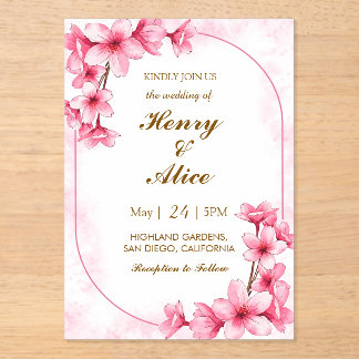 Cherry Blossom Floral Wedding Invitation