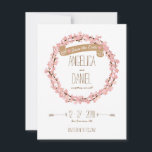 Cherry Blossom Floral Wreath Spring Save the Date<br><div class="desc">This wedding invitation collection features a whimsical floral wreath made up of hand-drawn cherry blossoms,  making it a perfect choice for outdoor spring and even summer weddings. Background colour can be customised to suit your motif,  just send me a message.</div>