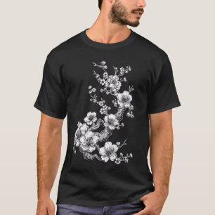 Cherry Blossom Flower Botanical Japanese Art Sketc T-Shirt