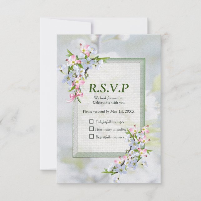Cherry Blossom Flower Bouquet RSVP Card (Front)
