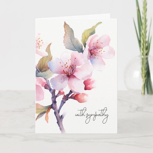 Cherry Blossom Flower Sympathy Funeral Memorial Card (Front)