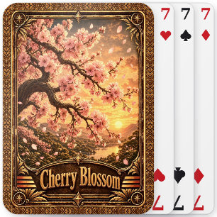 Cherry Blossom Flower, Vintage Botanical Art Playing Cards