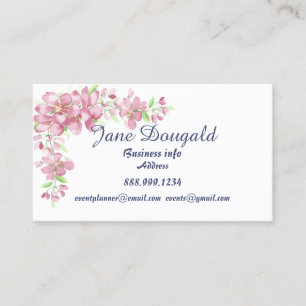 Cherry Blossom Flower Watercolor Art Custom   Business Card