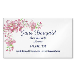 Cherry Blossom Flower Watercolor Art Custom Magnetic Business Card
