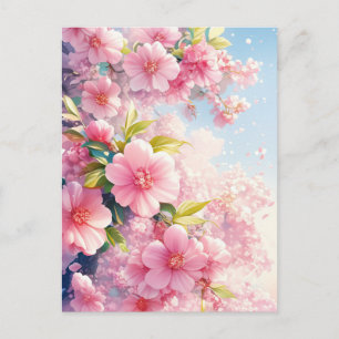 Cherry Blossom Flower Watercolor Floral Nature Postcard