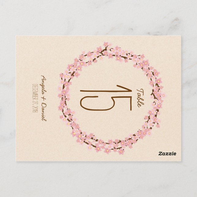 Cherry Blossom Flower Wreath Rustic Wedding Postcard (Back)