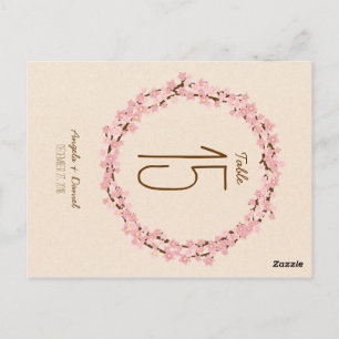 Cherry Blossom Flower Wreath Rustic Wedding Postcard