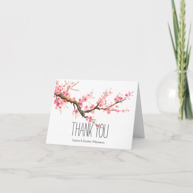 Cherry Blossom Flowers and Birds Thank you (Front)