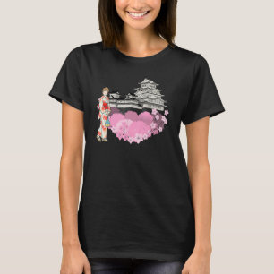 Cherry Blossom Flowers and Japanese Girl Japanese  T-Shirt