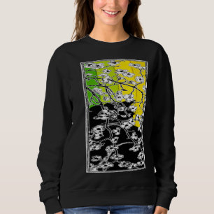 Cherry Blossom Flowers Cat Black Stripes Green and Sweatshirt