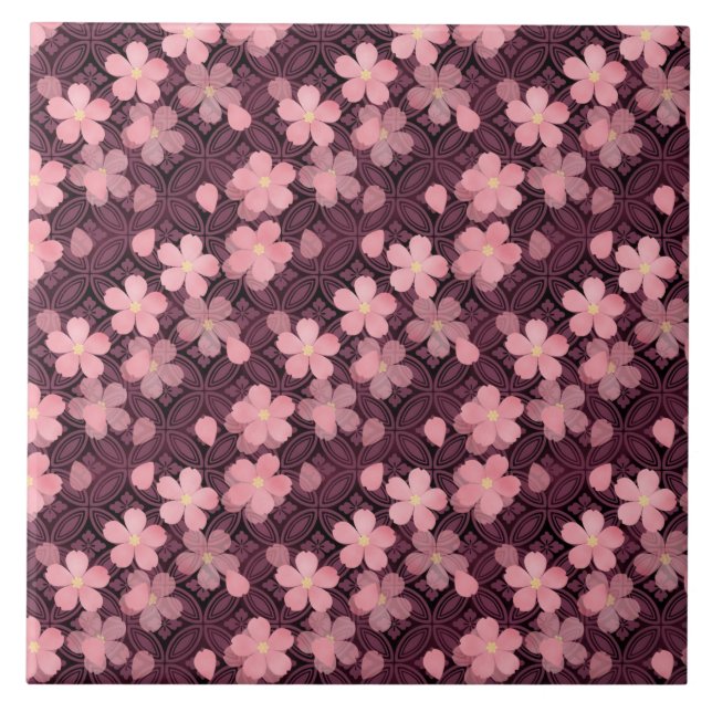 cherry blossom flowers ceramic tile (Front)