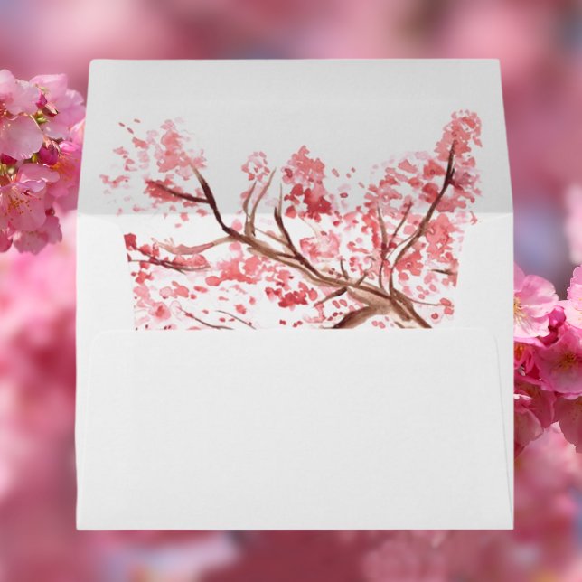 Cherry Blossom Flowers Floral Return Address Envelope (Creator Uploaded)