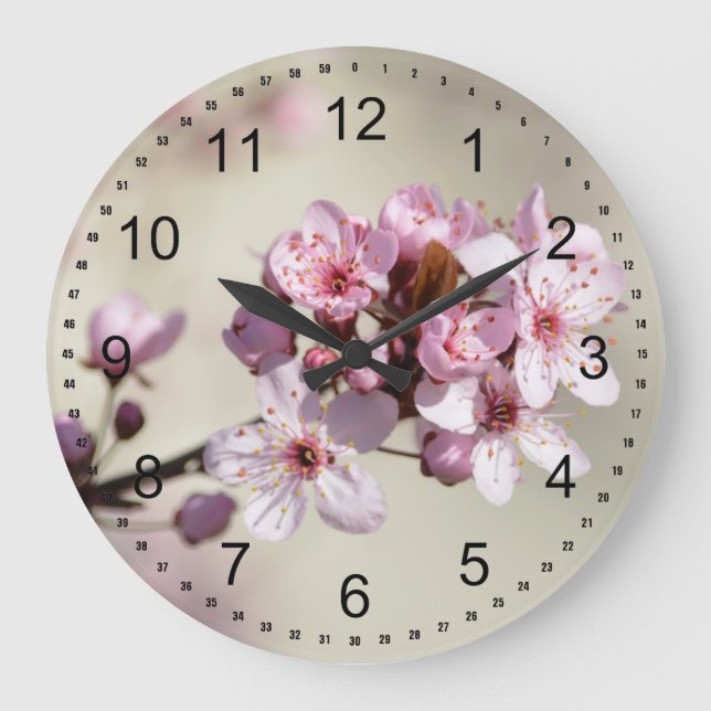 Cherry Blossom Flowers Large Clock (Front)