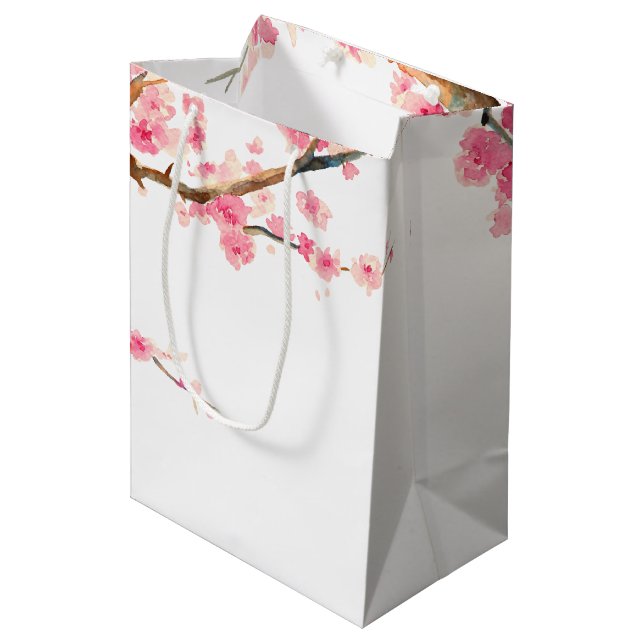 Cherry Blossom Flowers Medium Gift Bag (Front Angled)