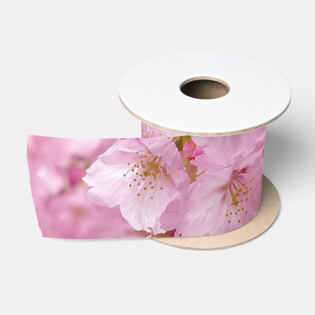Cherry Blossom Flowers on Satin Ribbon (Spool)