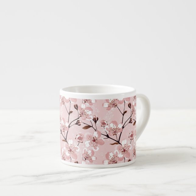 Cherry Blossom Flowers Pattern Espresso Cup (Front Right)