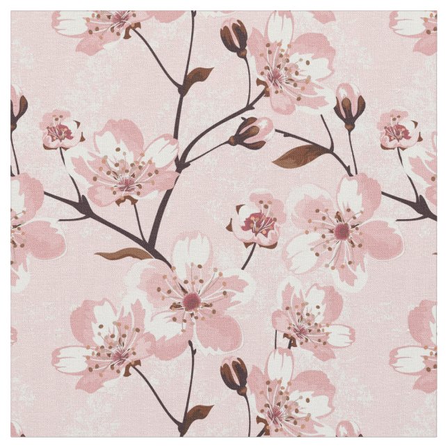 Cherry Blossom Flowers Pattern Fabric (Close Up)
