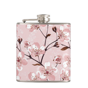 Cherry Blossom Flowers Pattern Hip Flask