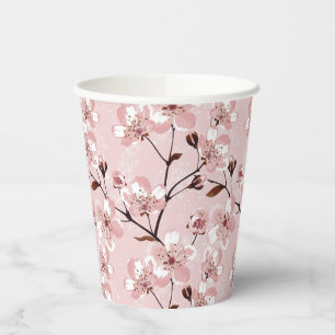 Cherry Blossom Flowers Pattern Paper Cups