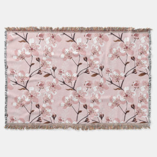 Cherry Blossom Flowers Pattern Throw Blanket
