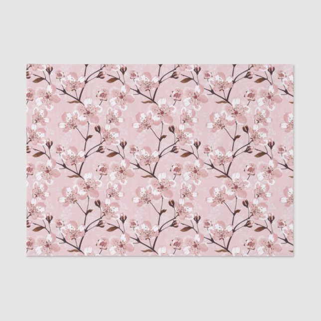 Cherry Blossom Flowers Pattern Tissue Paper (Front)