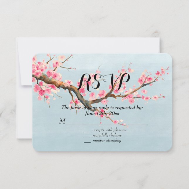 Cherry Blossom Flowers RSVP Card (Front)