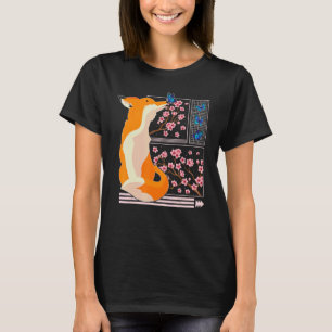 Cherry Blossom Fox Japanese Cherry Blossom Flower  T-Shirt