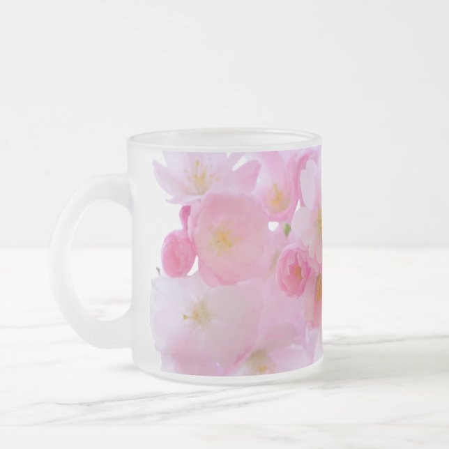 Cherry blossom Frosted Glass Mug (Left)