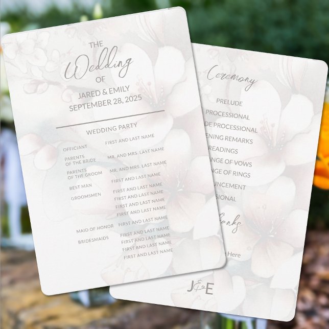 Cherry Blossom Full Wedding Program Invitation (Creator Uploaded)