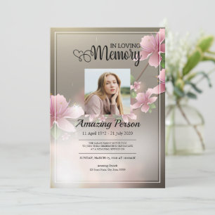 Cherry blossom Funeral order of service Invitation