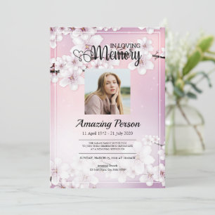 Cherry blossom Funeral order of service Invitation