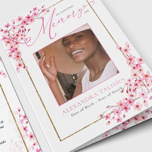 Cherry Blossom Funeral Programs Card (Cherry Blossom Funeral Program | Order of Service)