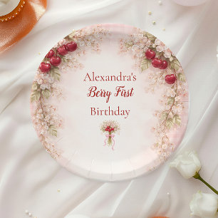 Cherry Blossom Garden 1st Birthday Paper Plate