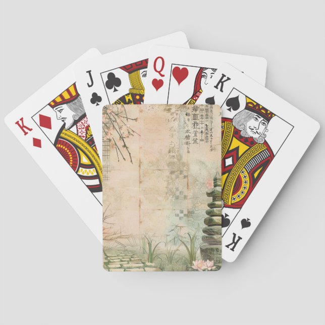 Cherry Blossom Garden Scene (2) Playing Cards (Back)
