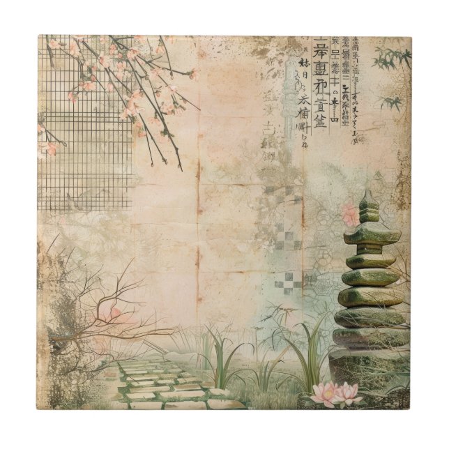 Cherry Blossom Garden Scene (2) Tile (Front)