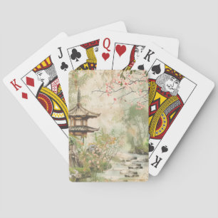 Cherry Blossom Garden Scene (4) Playing Cards