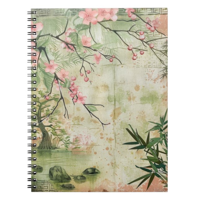 Cherry Blossom Garden Scene (5) Notebook (Front)