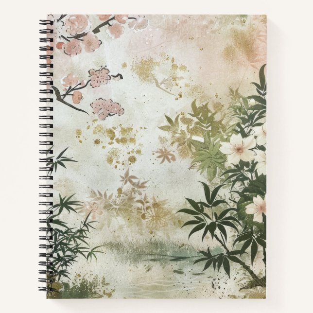 Cherry Blossom Garden Scene (6) Notebook (Front)