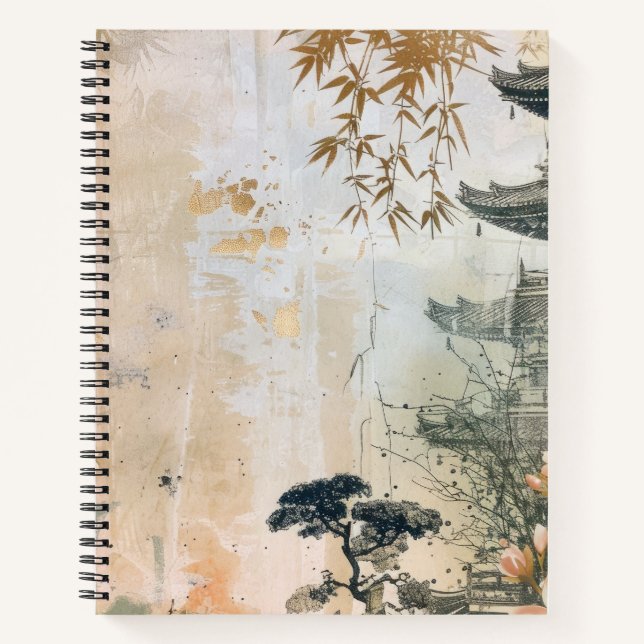 Cherry Blossom Garden Scene (7) Notebook (Front)