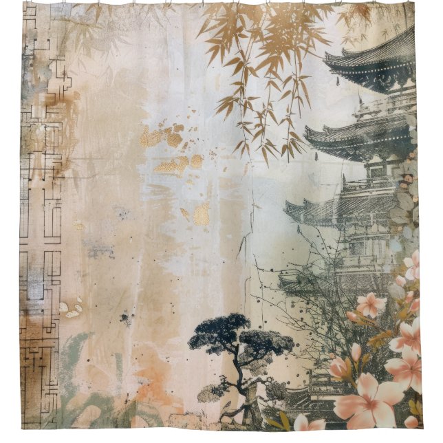 Cherry Blossom Garden Scene (7) Shower Curtain (Front)