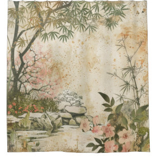 Cherry Blossom Garden Scene (8) Shower Curtain